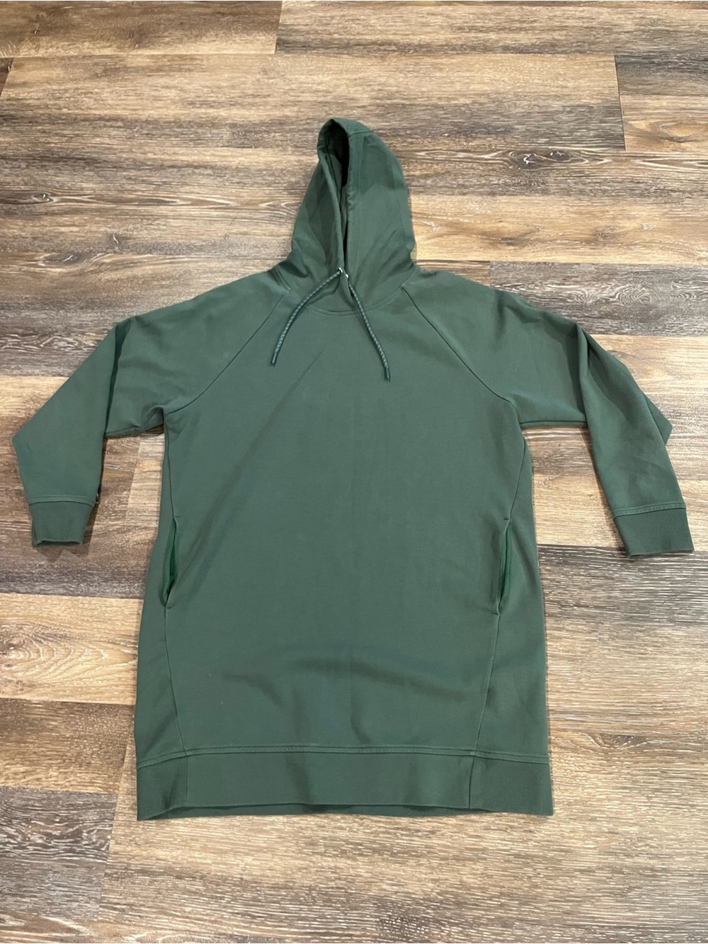 Women’s  Hooded Pullover Sweatshirt Dress - Dark Green